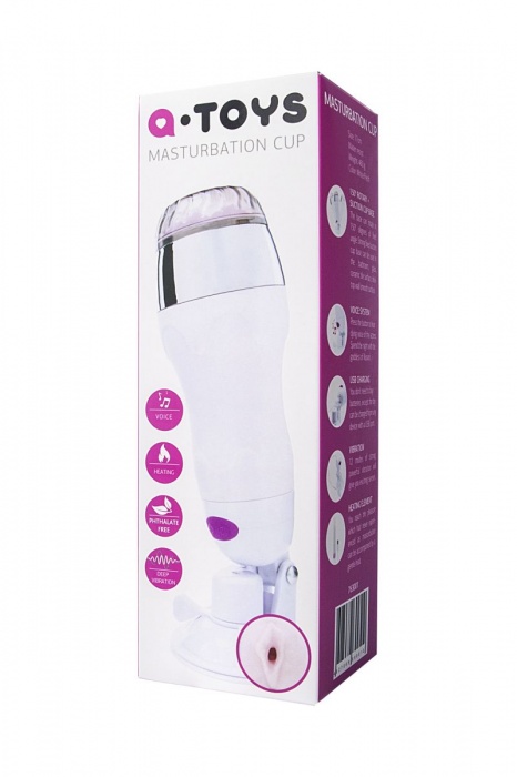 Мастурбатор-вагина в белой колбе с присоской и функцией нагрева - A-toys - в Чебоксарах купить с доставкой