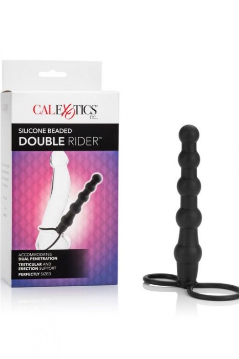 Насадка на пенис для двойного проникновения Silicone Beaded Double Rider - 14 см. - California Exotic Novelties - в Чебоксарах купить с доставкой