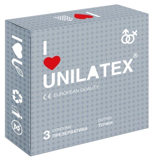 Презервативы с точками Unilatex Dotted - 3 шт. - Unilatex - купить с доставкой в Чебоксарах