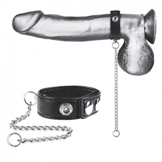 Утяжка на пенис с поводком Snap Cock Ring With 12  Leash - BlueLine - купить с доставкой в Чебоксарах