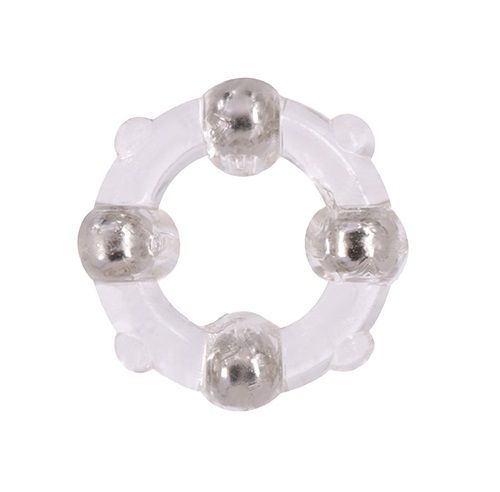 Эрекционное кольцо с 4 бусинами MENZSTUFF STUD RING CLEAR - Dream Toys - в Чебоксарах купить с доставкой