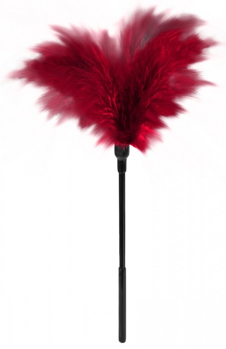 Пластиковая метелочка с красными пёрышками Small Feather Tickler - 32 см. - Blush Novelties - купить с доставкой в Чебоксарах