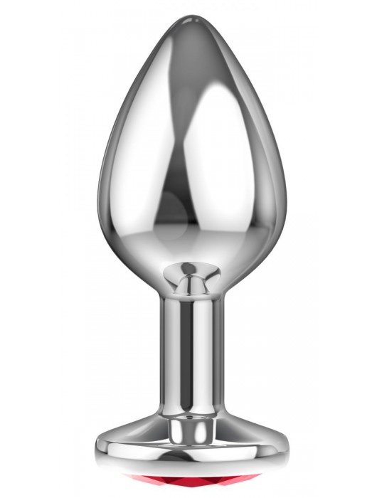 Большая серебристая анальная пробка Diamond Red Sparkle Large с красным кристаллом - 8 см. - Lola Games - купить с доставкой в Чебоксарах