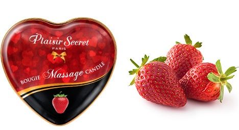 Массажная свеча с ароматом клубники Bougie Massage Candle - 35 мл. - Plaisir Secret - купить с доставкой в Чебоксарах