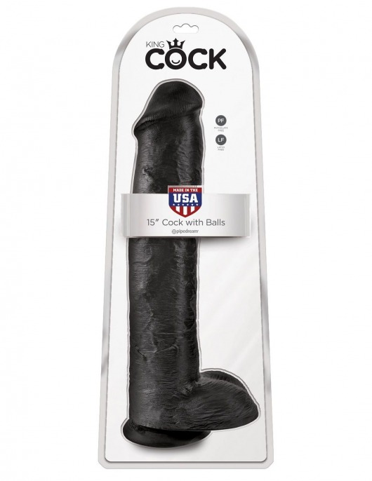 Чёрный фаллоимитатор-гигант 15  Cock with Balls - 40,6 см. - Pipedream