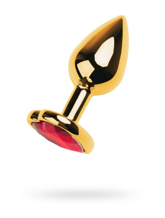 Золотистая анальная пробка с кристаллом-сердцем - 7,5 см. - ToyFa - купить с доставкой в Чебоксарах