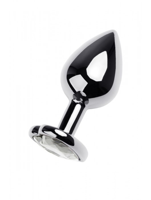 Серебристая анальная пробка с прозрачным кристаллом-сердцем - 8 см. - ToyFa - купить с доставкой в Чебоксарах