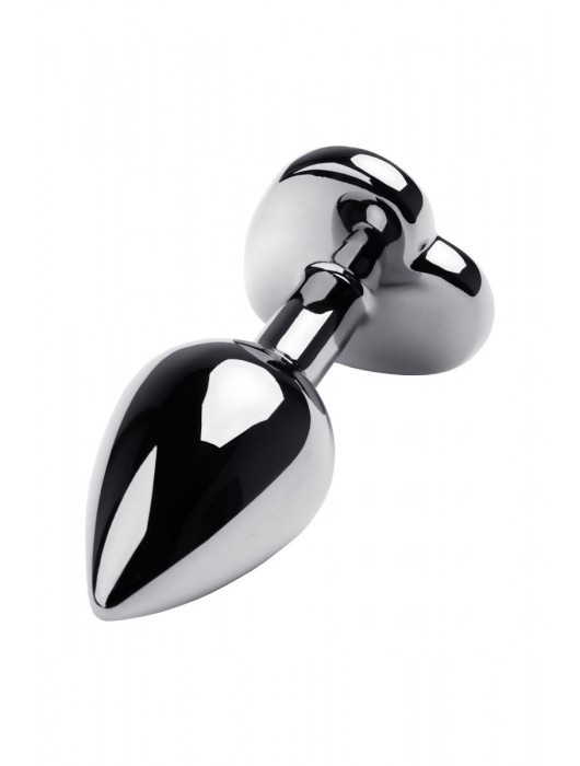 Серебристая анальная пробка с прозрачным кристаллом-сердцем - 8 см. - ToyFa - купить с доставкой в Чебоксарах