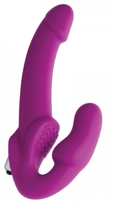 Ярко-розовый безремневой вибрострапон Evoke Vibrating Strapless Silicone Strap-on Dildo - XR Brands - купить с доставкой в Чебоксарах