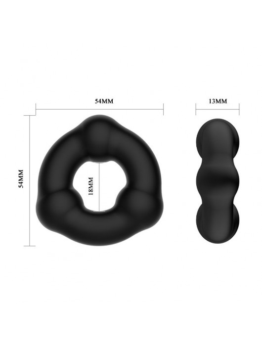 Черное эрекционное кольцо с 3 шариками - Baile - в Чебоксарах купить с доставкой