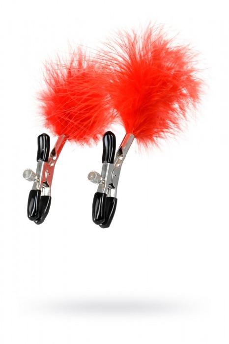 Зажимы для сосков с красным пухом Theatre - ToyFa - купить с доставкой в Чебоксарах