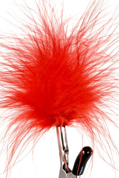 Зажимы для сосков с красным пухом Theatre - ToyFa - купить с доставкой в Чебоксарах